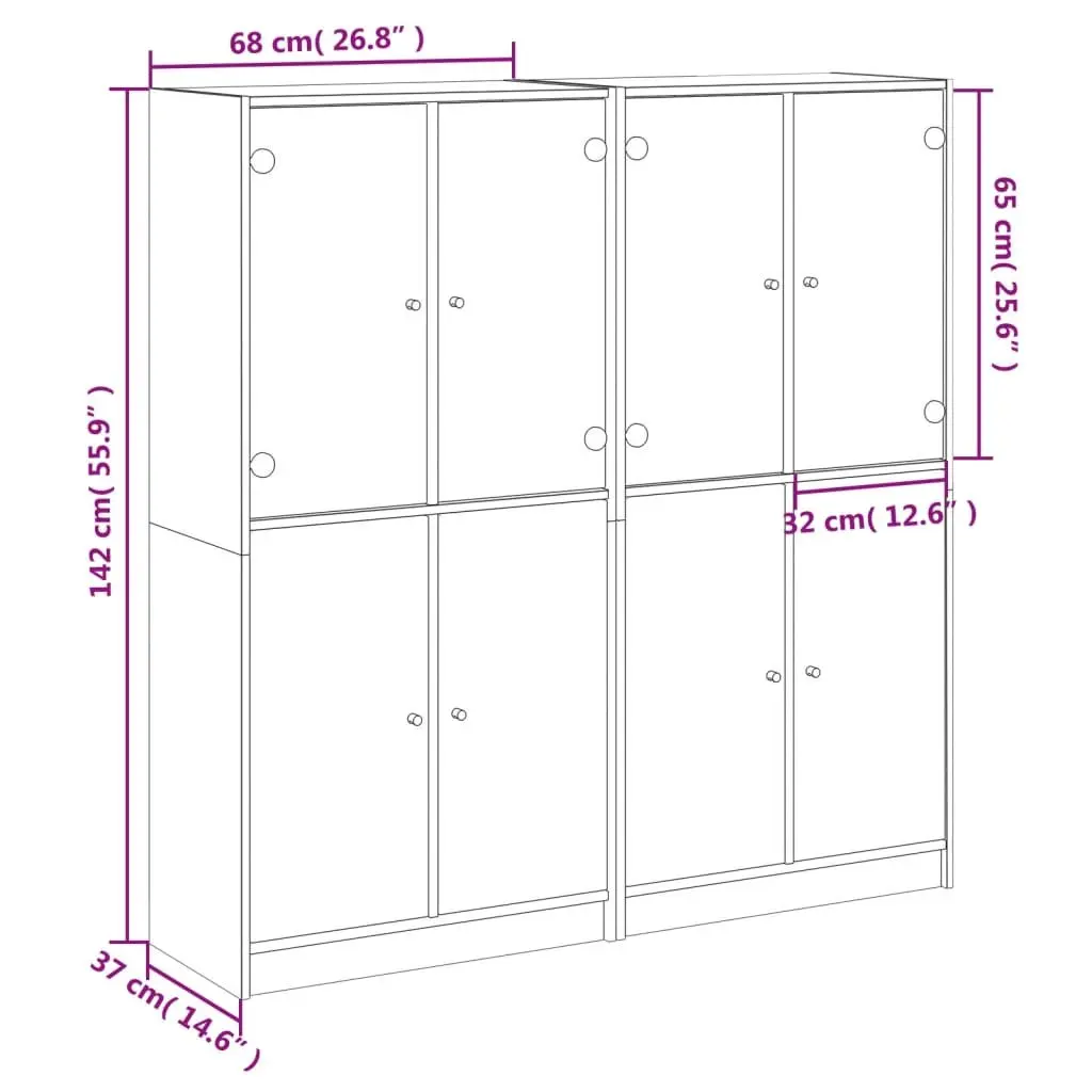 White Bookcase with Doors and Storage Options