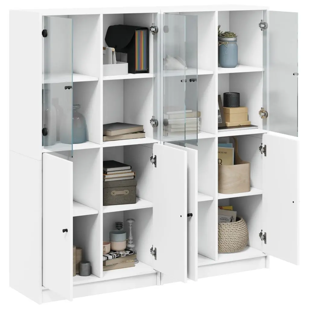 White Bookcase with Doors and Storage Options