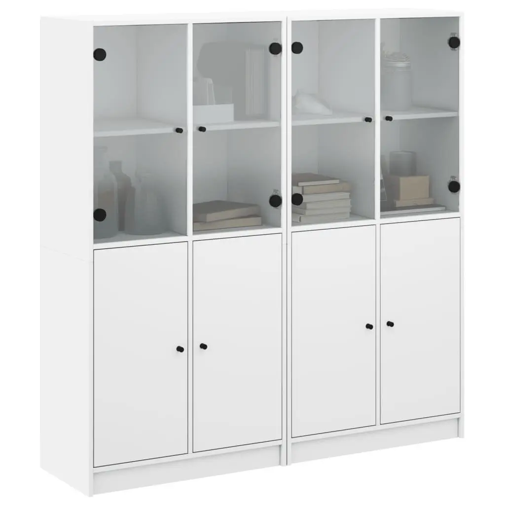 White Bookcase with Doors and Storage Options