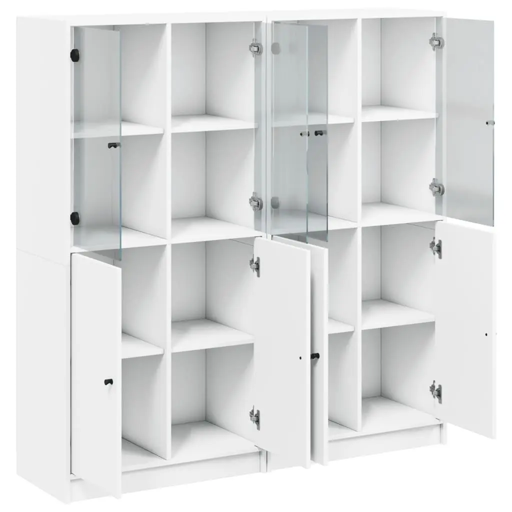 White Bookcase with Doors and Storage Options