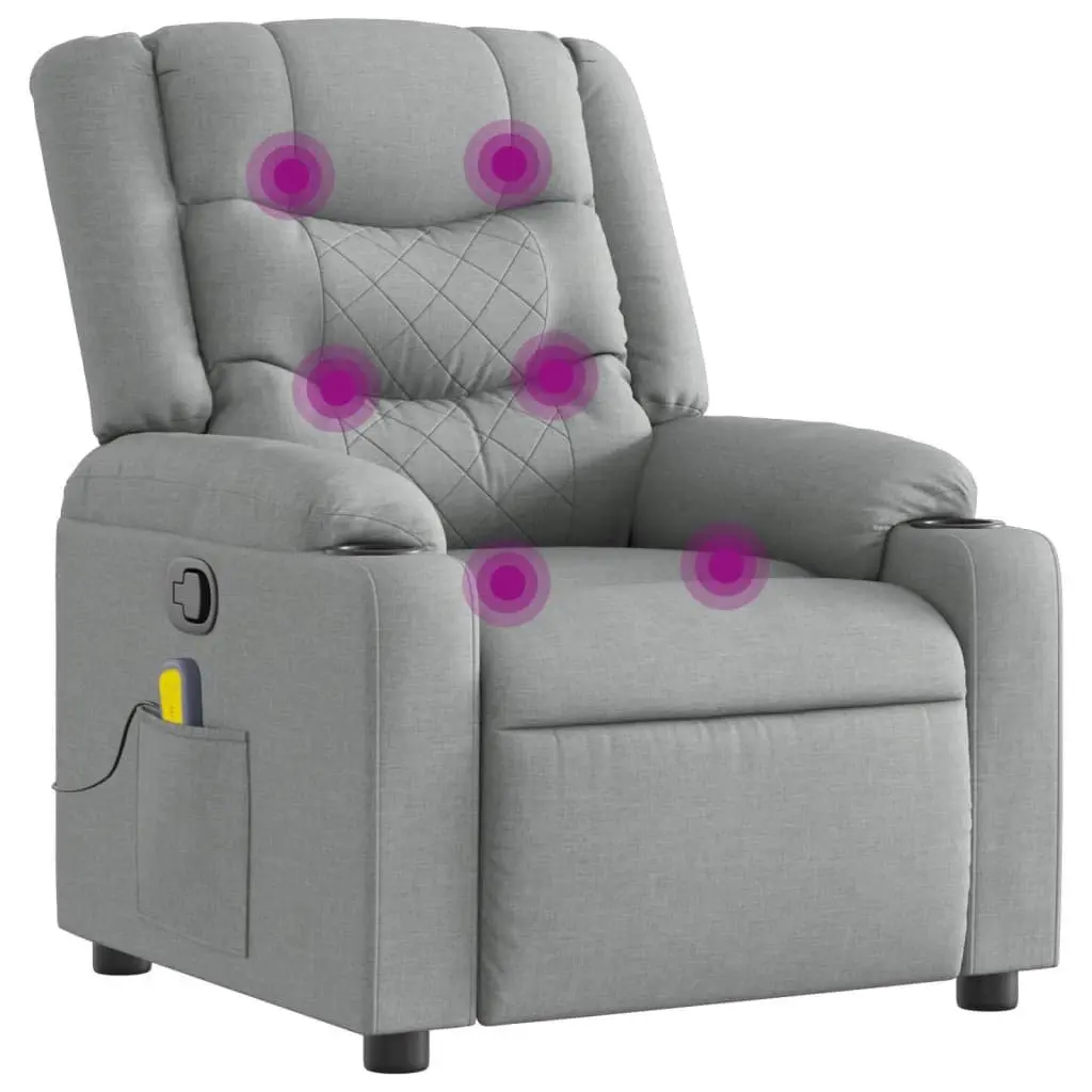Massage Recliner Chair Fabric Grey Manual Recline Vibration