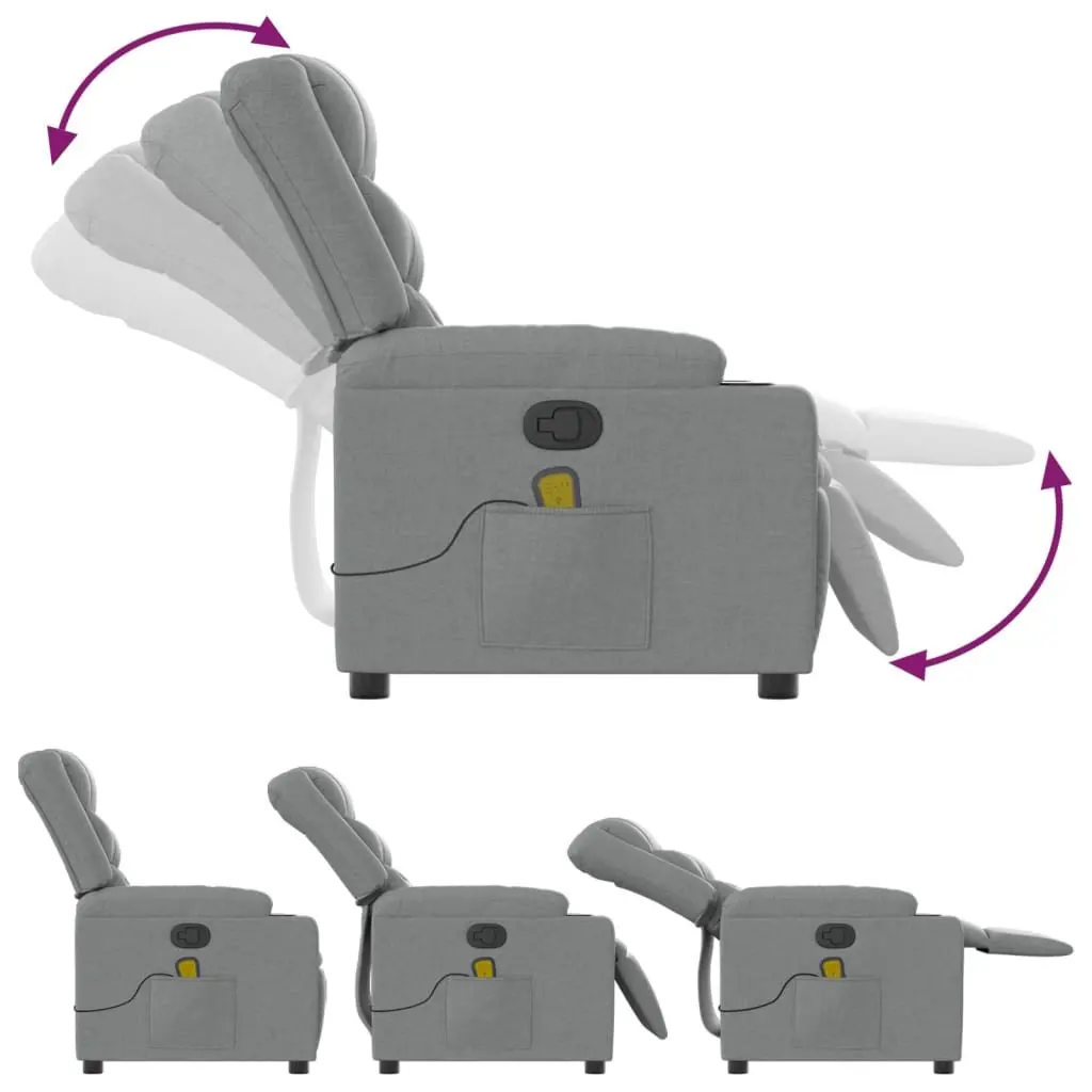 Massage Recliner Chair Fabric Grey Manual Recline Vibration