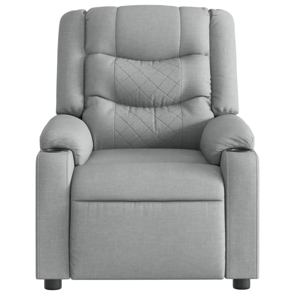 Massage Recliner Chair Fabric Grey Manual Recline Vibration
