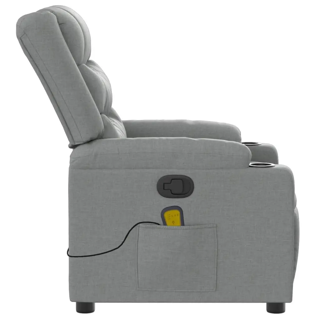 Massage Recliner Chair Fabric Grey Manual Recline Vibration