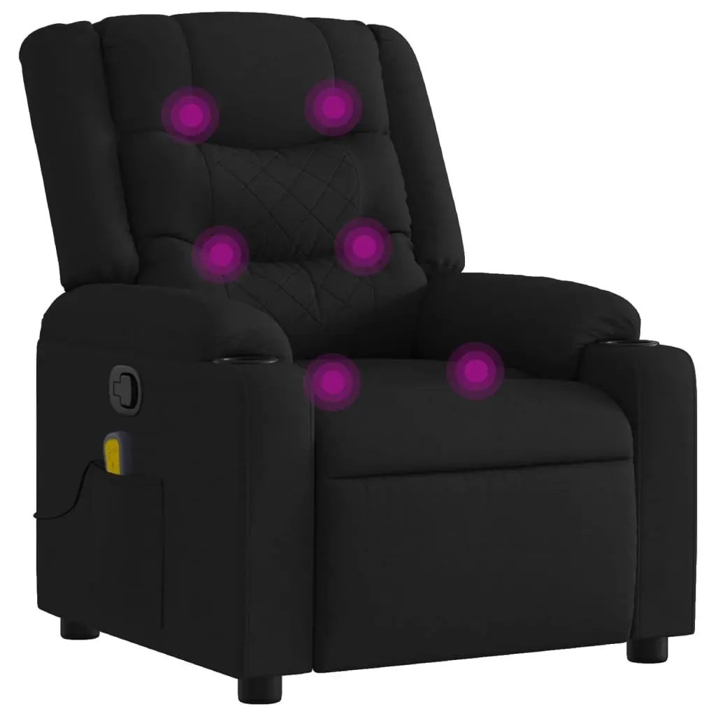 Massage Recliner Chair Fabric Black Manual Reclining Vibration Armchair
