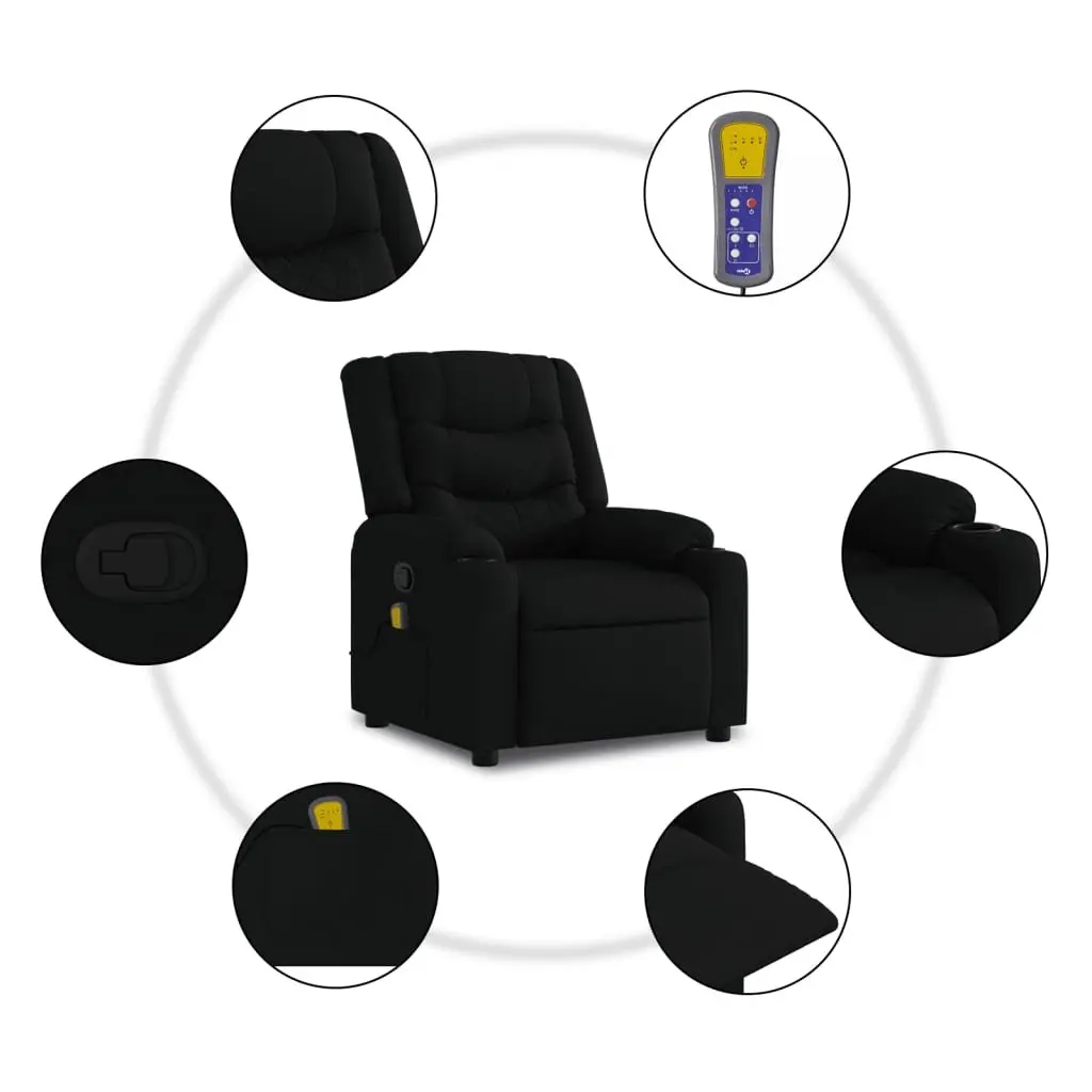 Massage Recliner Chair Fabric Black Manual Reclining Vibration Armchair