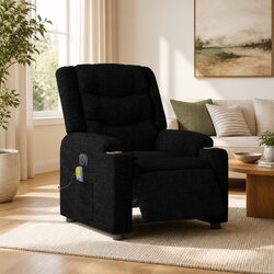 Premium Electric Massage Recliner Chair in Black Fabric