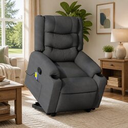 Electric Power Lift Massage Recliner Chair in Grey Fabric
