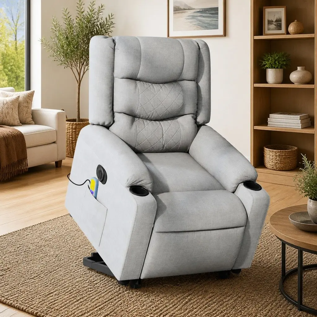 Electric Massage Chair Fabric Light Grey