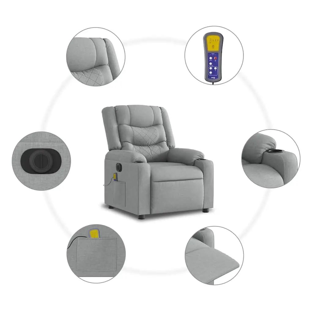 Electric Massage Chair Fabric Light Grey