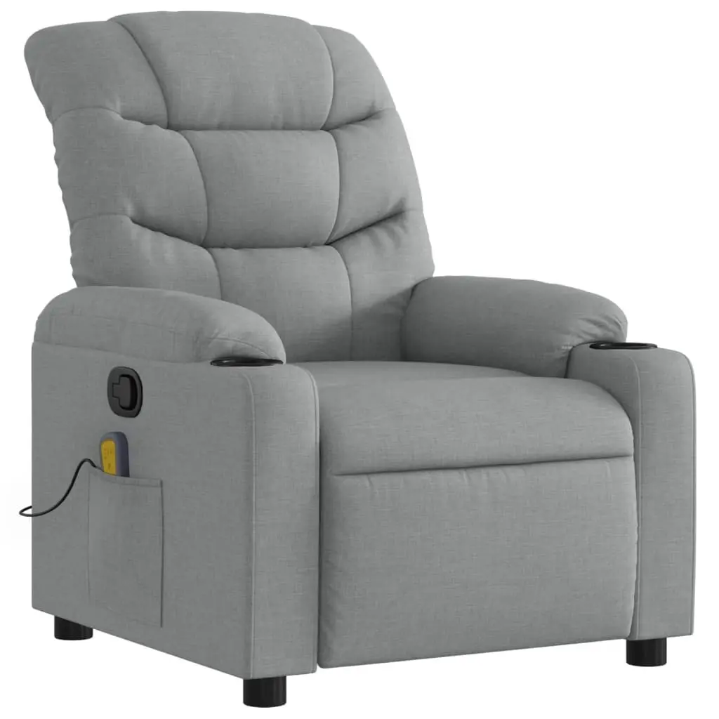 Massage Recliner Chair Fabric Light Grey Manual Recline Armchair