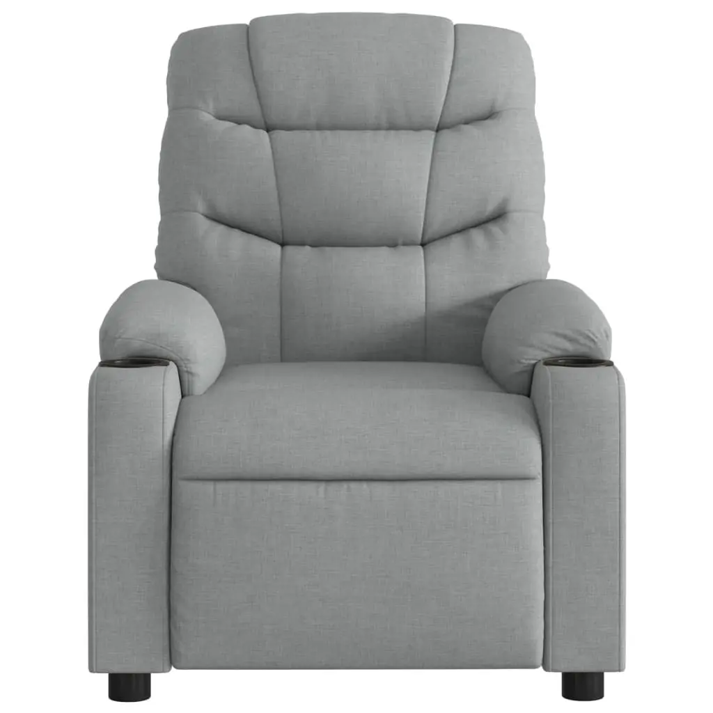 Massage Recliner Chair Fabric Light Grey Manual Recline Armchair