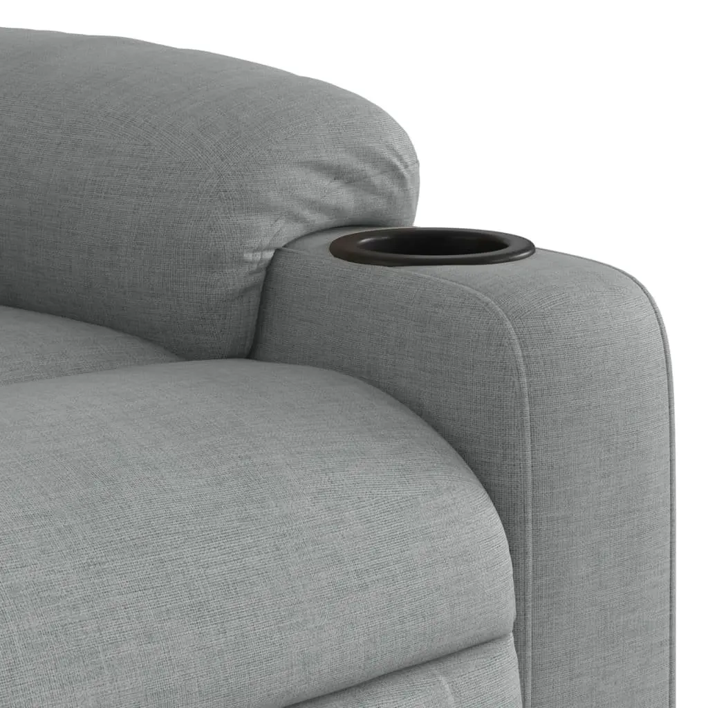 Massage Recliner Chair Fabric Light Grey Manual Recline Armchair