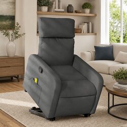 Grey Fabric Electric Stand Up Massage Recliner Chair