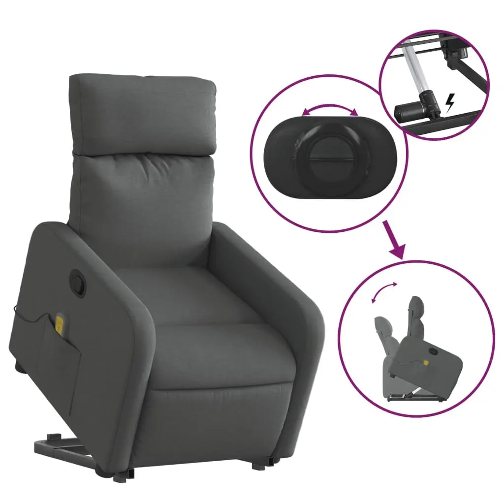 Grey Fabric Electric Stand Up Massage Recliner Chair