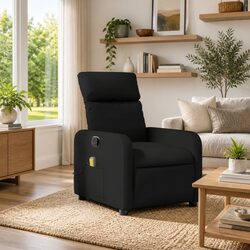 Black Faux Leather Massage Recliner Chair with 6 Massage Points