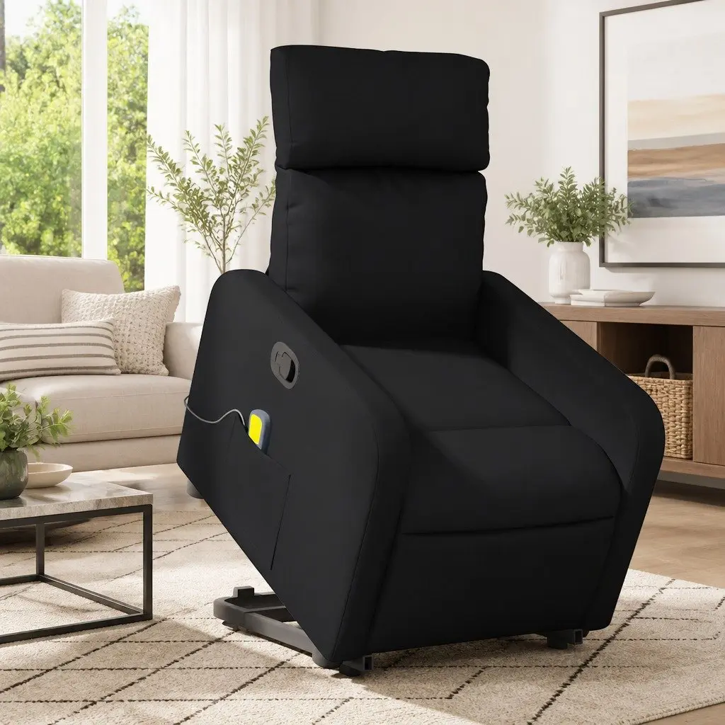 Electric Power Lift Massage Recliner Chair in Black Faux Leather