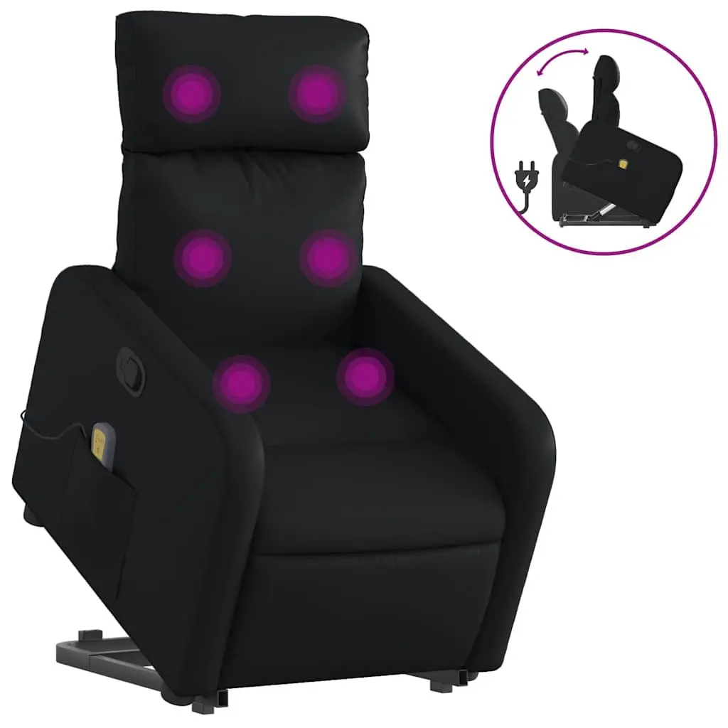Electric Power Lift Massage Recliner Chair in Black Faux Leather