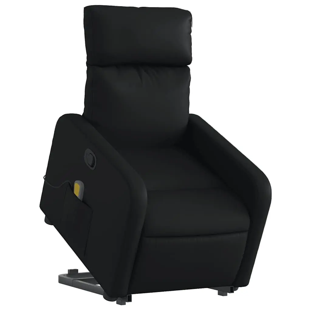 Electric Power Lift Massage Recliner Chair in Black Faux Leather