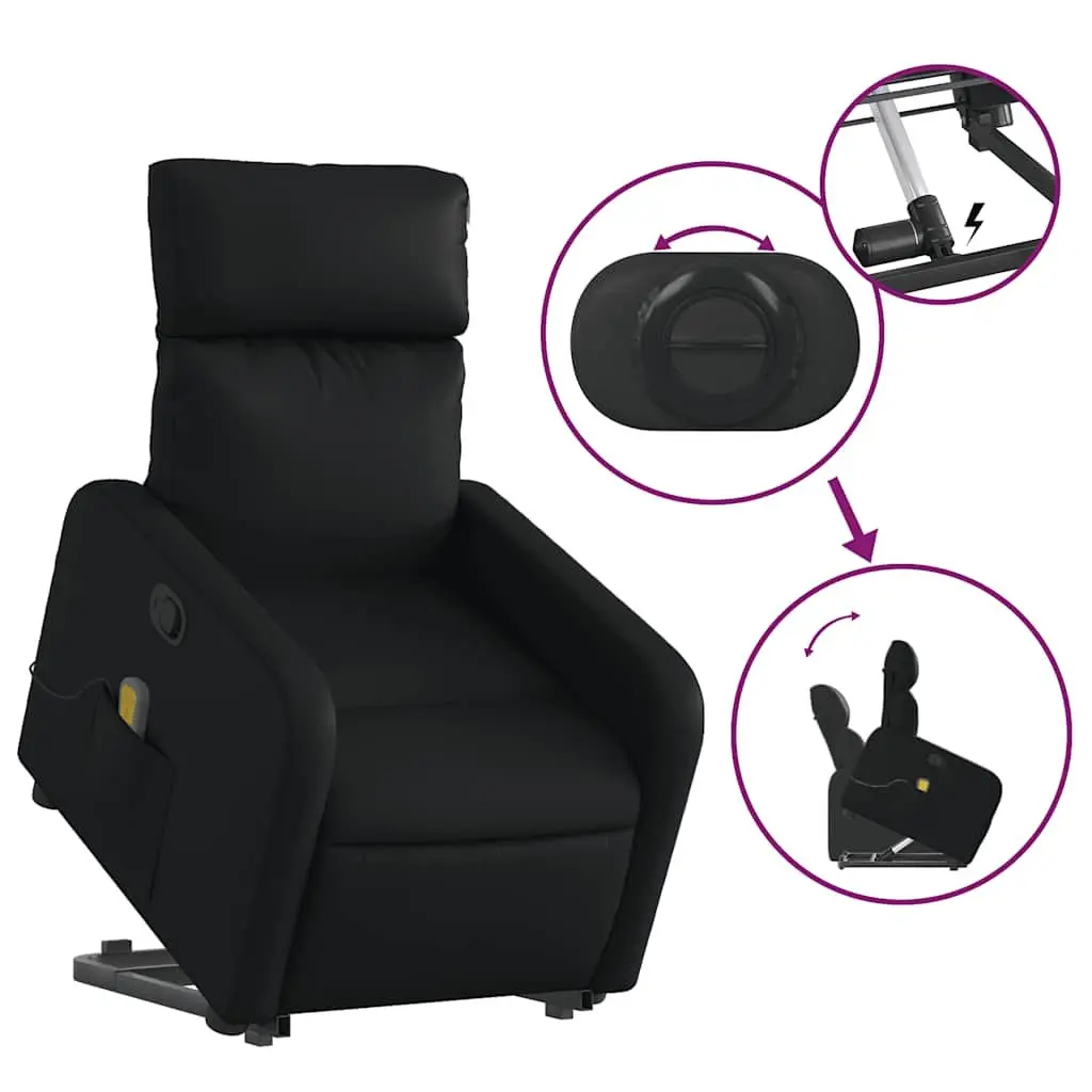 Electric Power Lift Massage Recliner Chair in Black Faux Leather