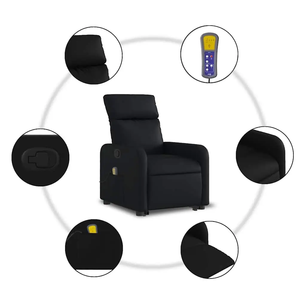 Electric Power Lift Massage Recliner Chair in Black Faux Leather
