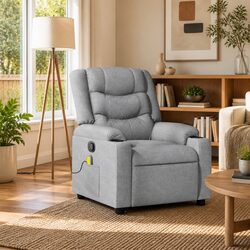 Premium Grey Fabric Massage Recliner Chair with Vibration