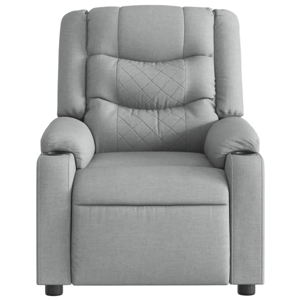 Massage Recliner Chair Fabric Grey Manual Reclining Armchair with Vibration