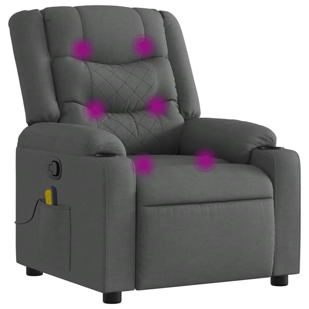 Massage Recliner Chair Fabric Dark Grey Manual Reclining Armchair
