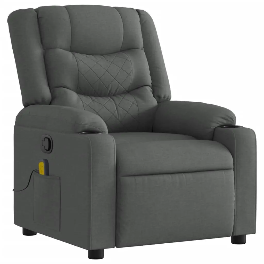 Massage Recliner Chair Fabric Dark Grey Manual Reclining Armchair