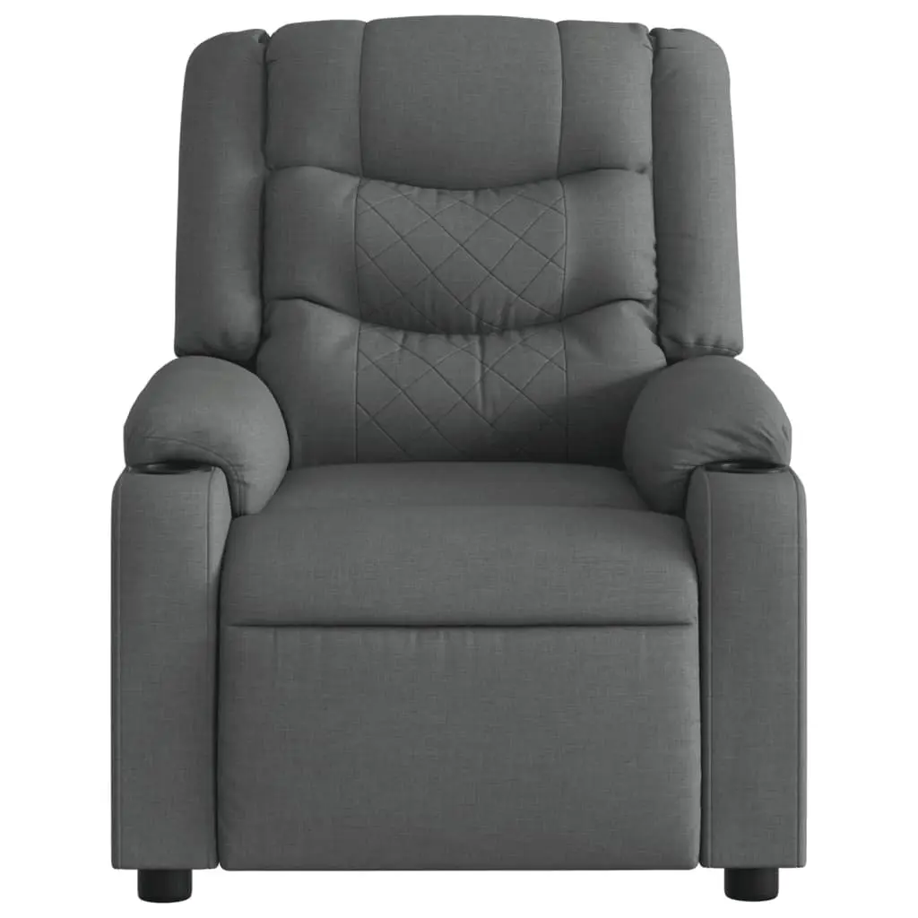 Massage Recliner Chair Fabric Dark Grey Manual Reclining Armchair