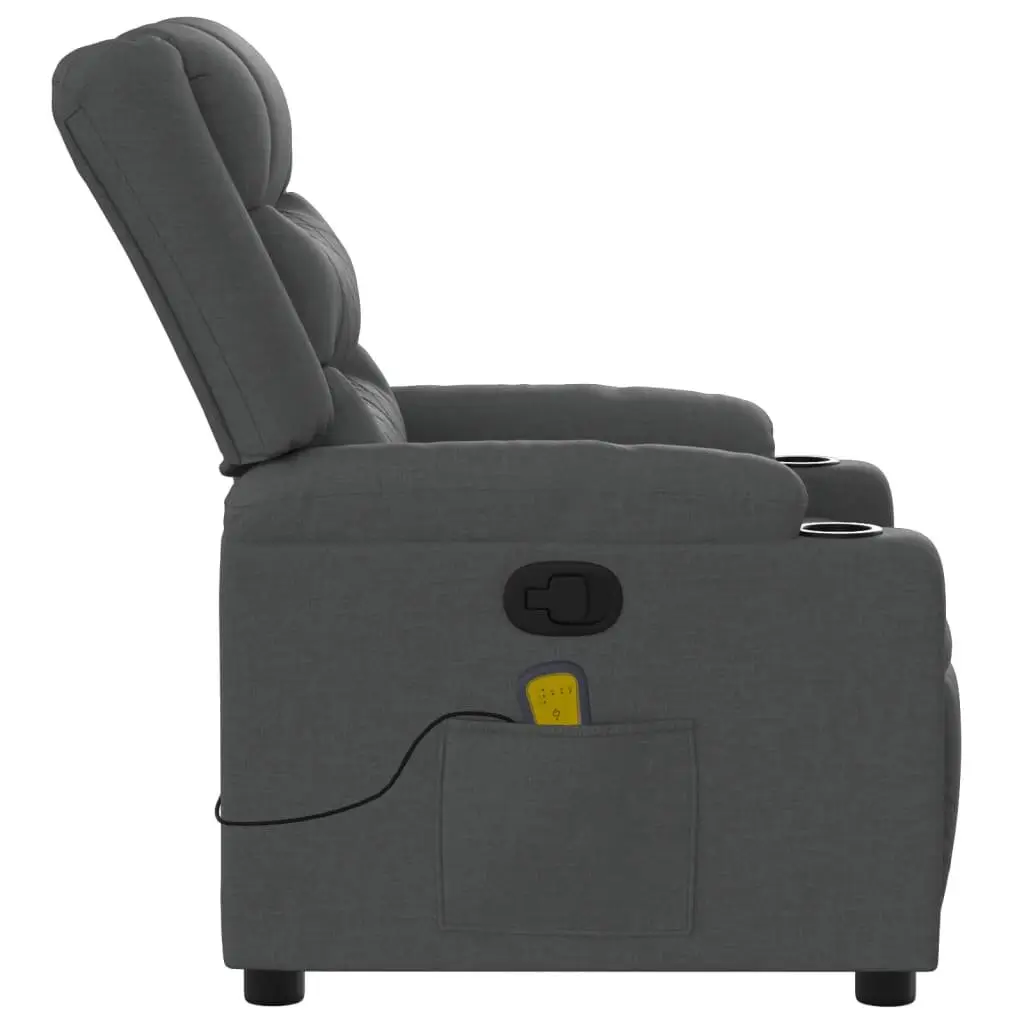 Massage Recliner Chair Fabric Dark Grey Manual Reclining Armchair
