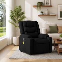 Premium Massage Recliner Chair Black Fabric Manual Recline