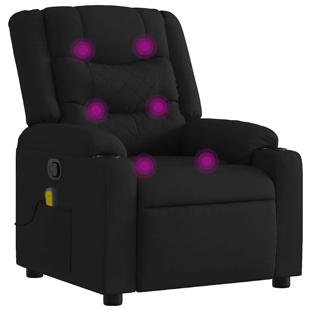 Massage Recliner Chair Fabric Black Manual Recline Vibration Armchair