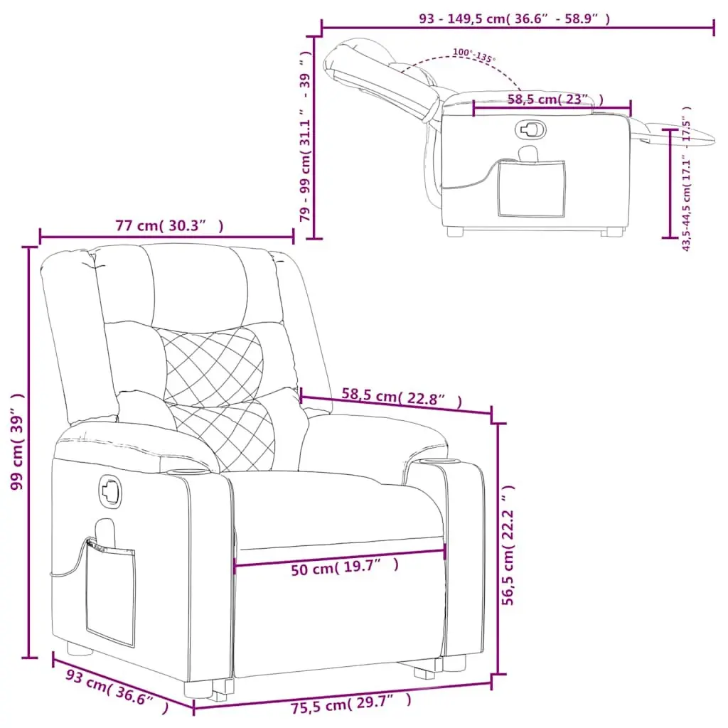Massage Recliner Chair Fabric Black Manual Recline Vibration Armchair