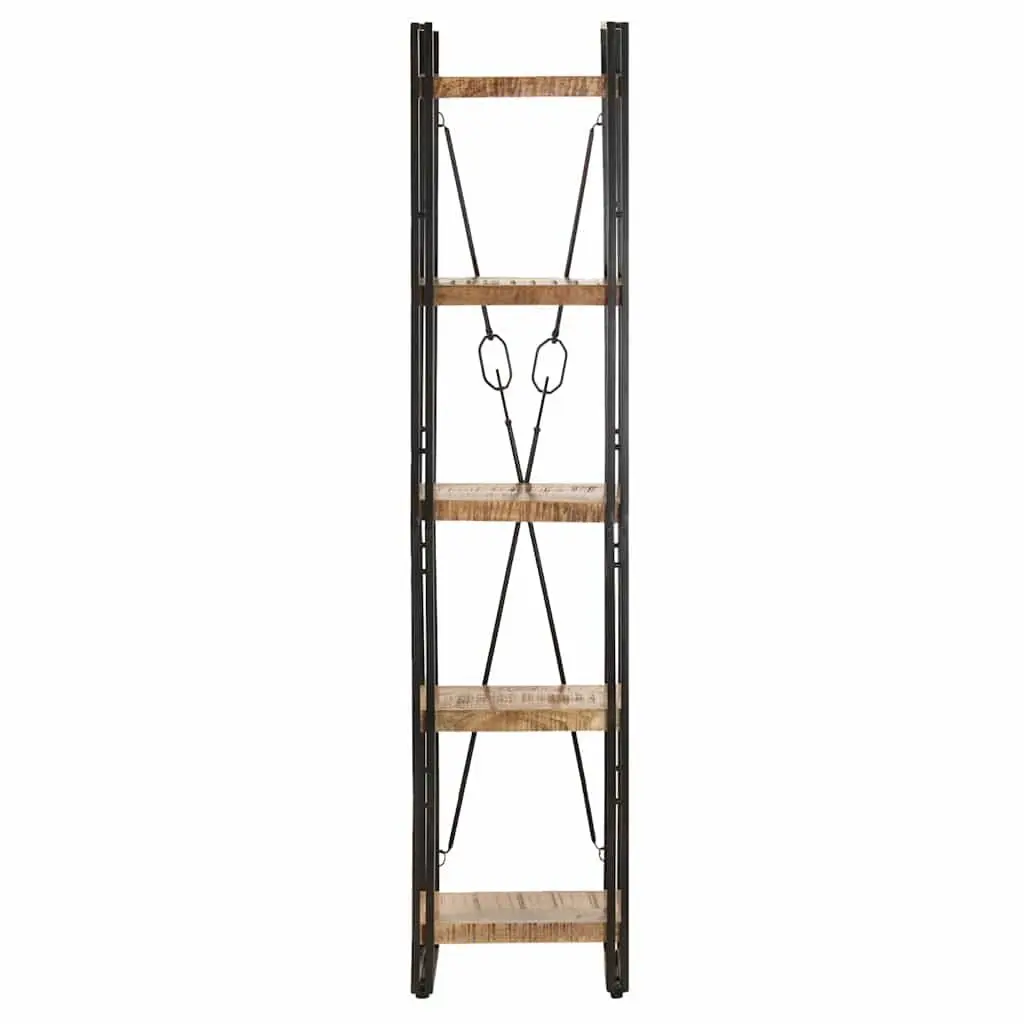 Industrial 5-Tier Bookcase in Solid Mango Wood