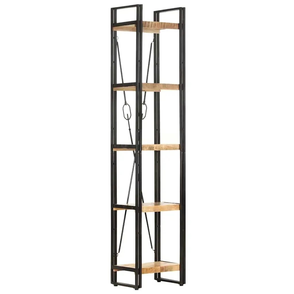 Industrial 5-Tier Bookcase in Solid Mango Wood