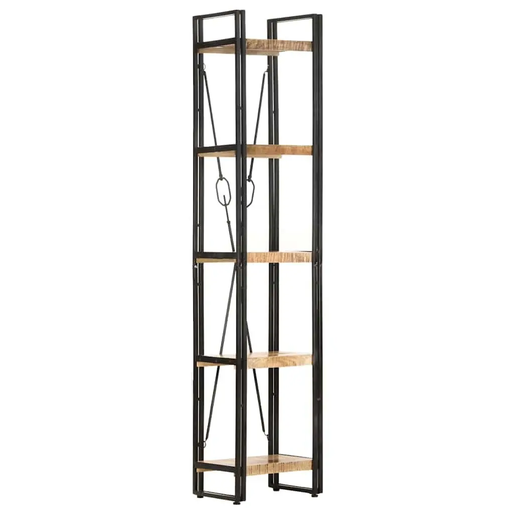 Industrial 5-Tier Bookcase in Solid Mango Wood
