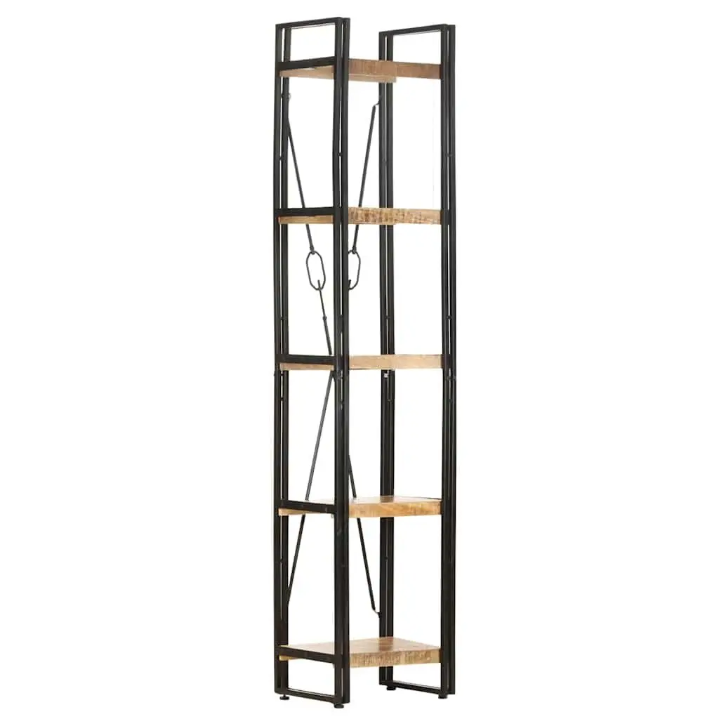 Industrial 5-Tier Bookcase in Solid Mango Wood