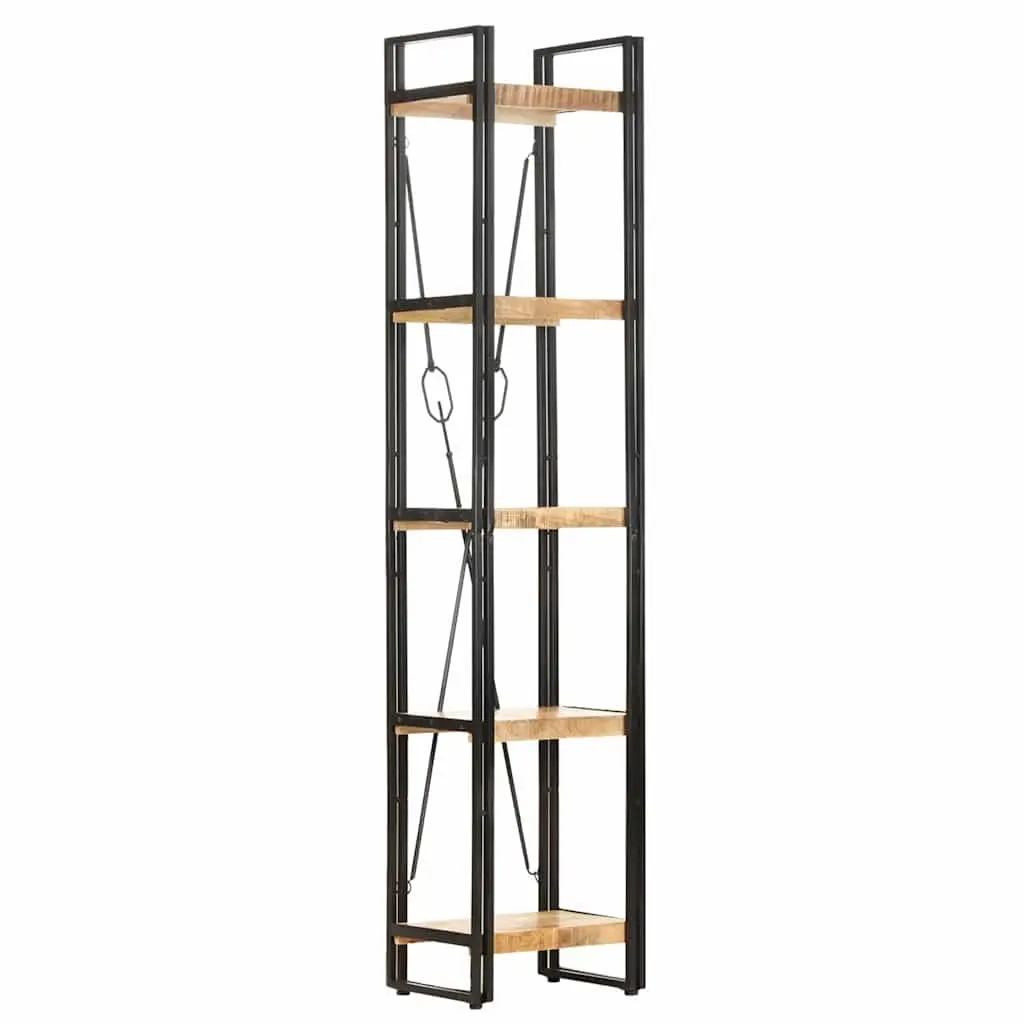 Industrial 5-Tier Bookcase in Solid Mango Wood
