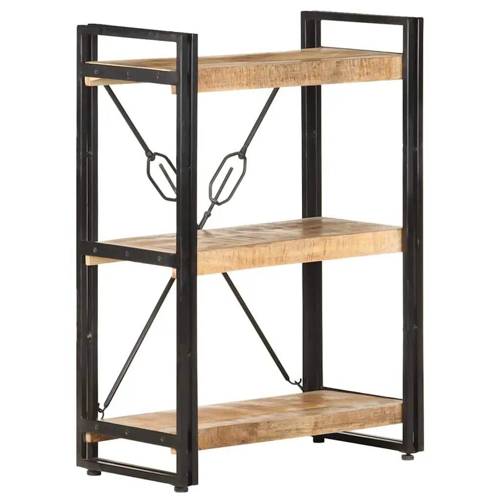 3-Tier Bookcase with Solid Mango Wood Shelves