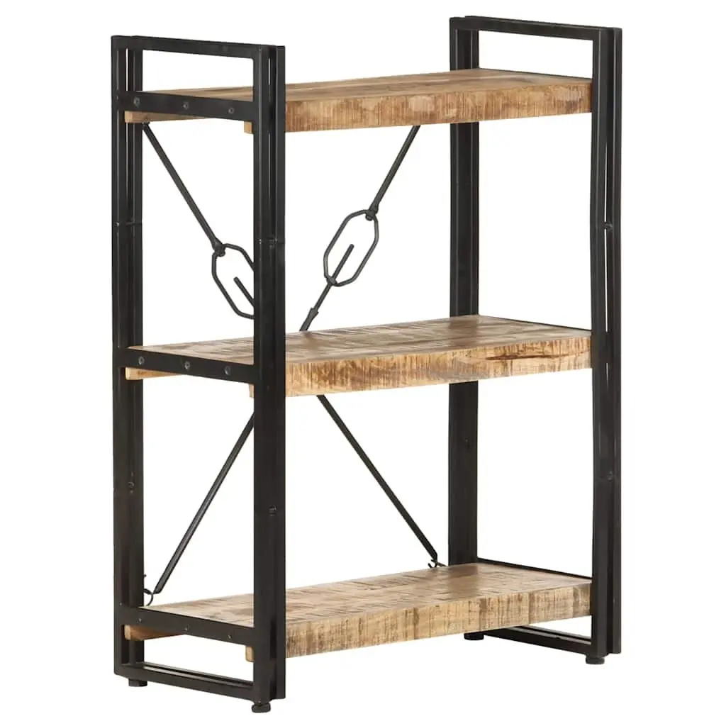 3-Tier Bookcase with Solid Mango Wood Shelves