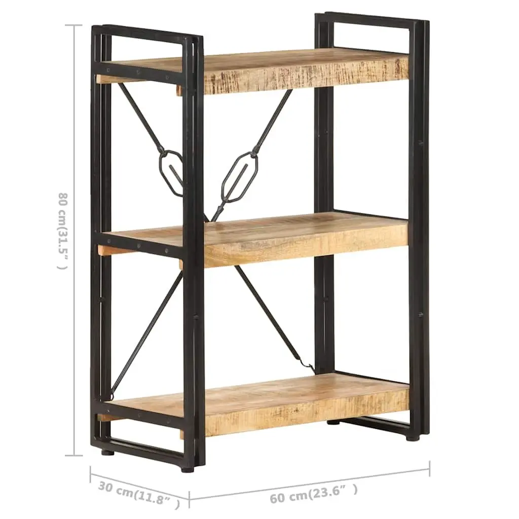 3-Tier Bookcase with Solid Mango Wood Shelves