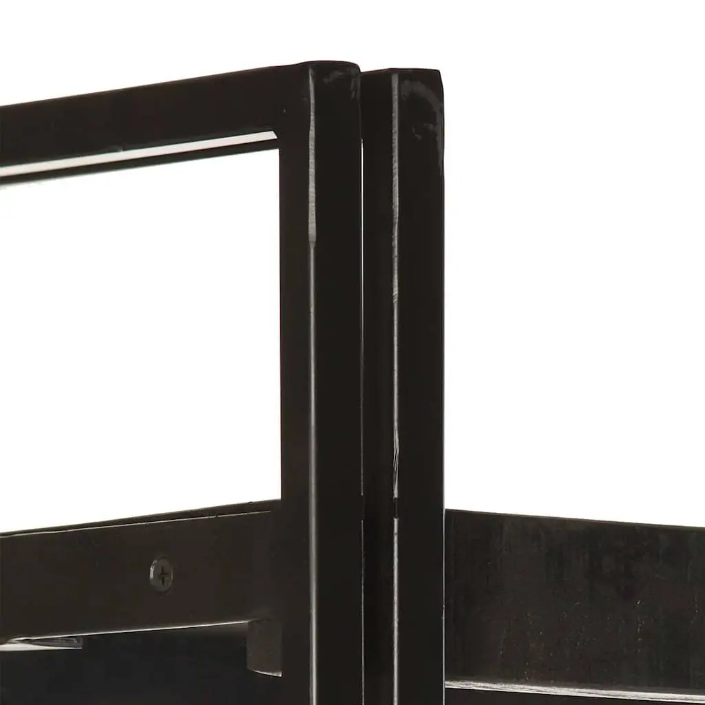 5-Tier Black Bookcase with Solid Mango Wood Shelves