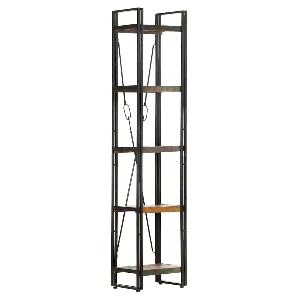 5-Tier Bookcase with Solid Reclaimed Wood