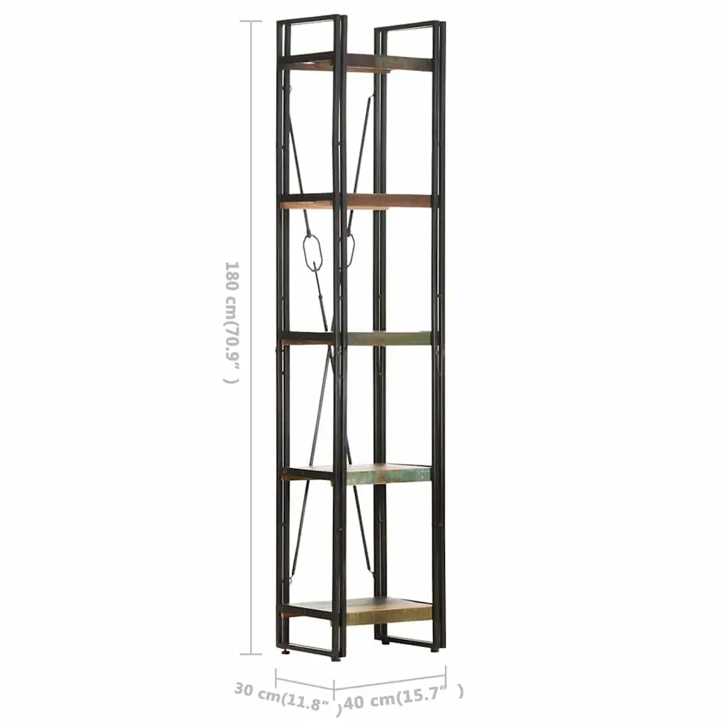 5-Tier Bookcase with Solid Reclaimed Wood