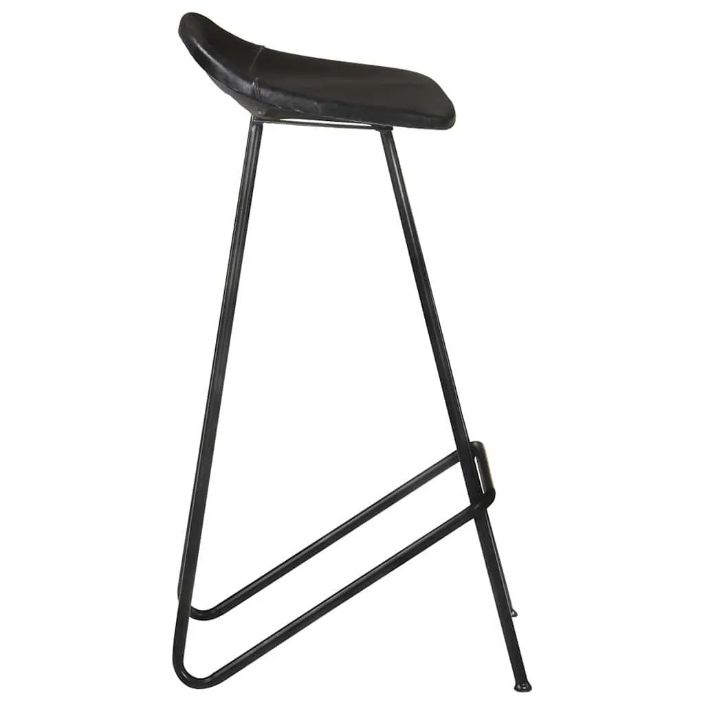 Industrial-Style Bar Stools Set of 4 with Leather Seats
