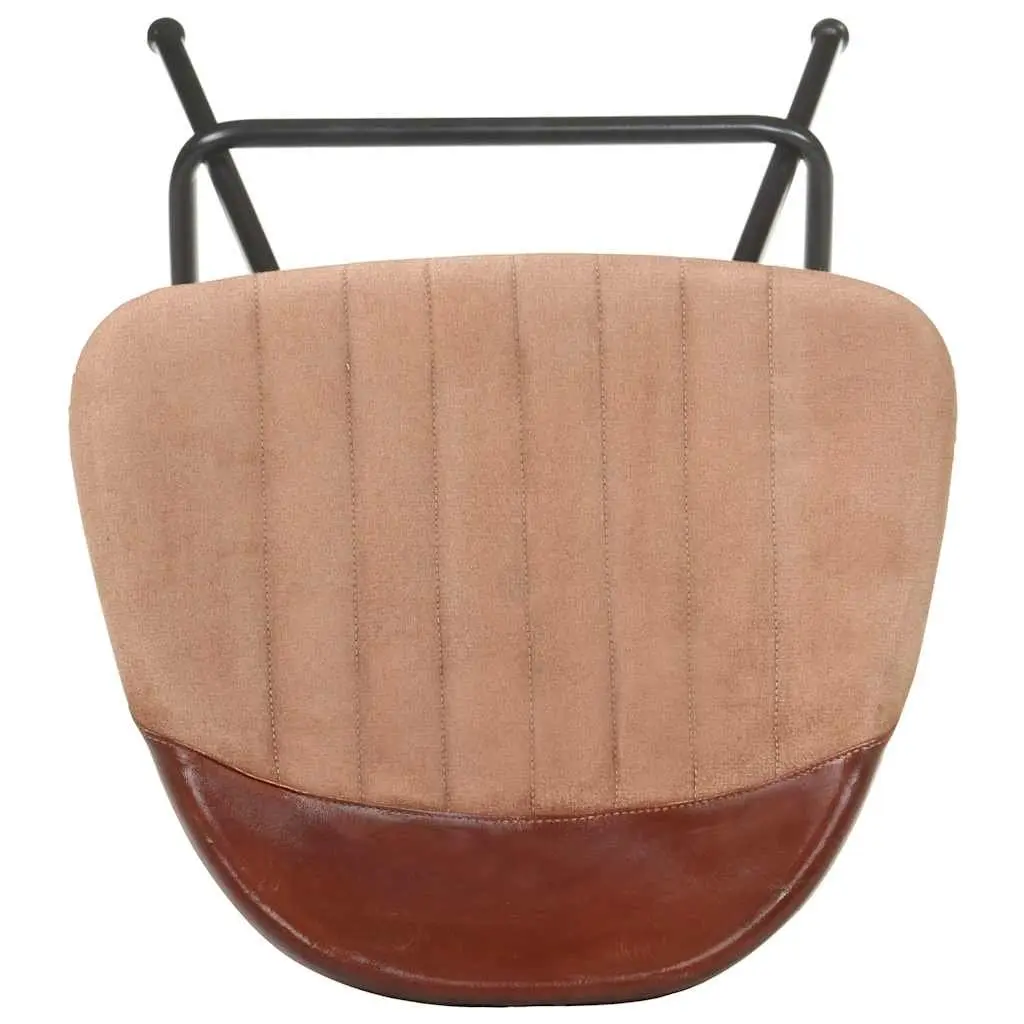 Bar Stools Real Goat Leather Seat Powder-Coated Iron Frame 4 Piece Brown Industrial Style