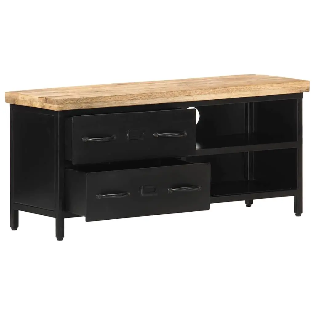 Industrial-Style TV Cabinet in Solid Rough Mango Wood