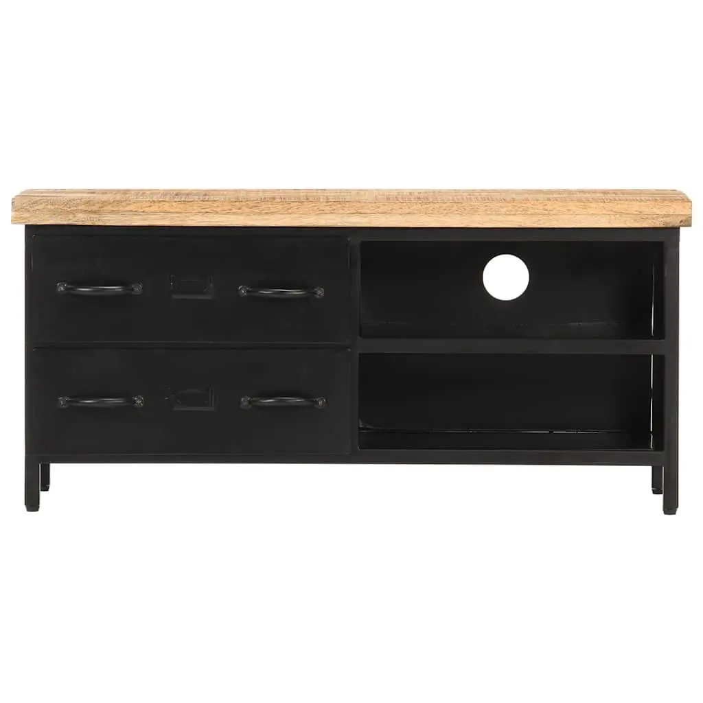 Industrial-Style TV Cabinet in Solid Rough Mango Wood