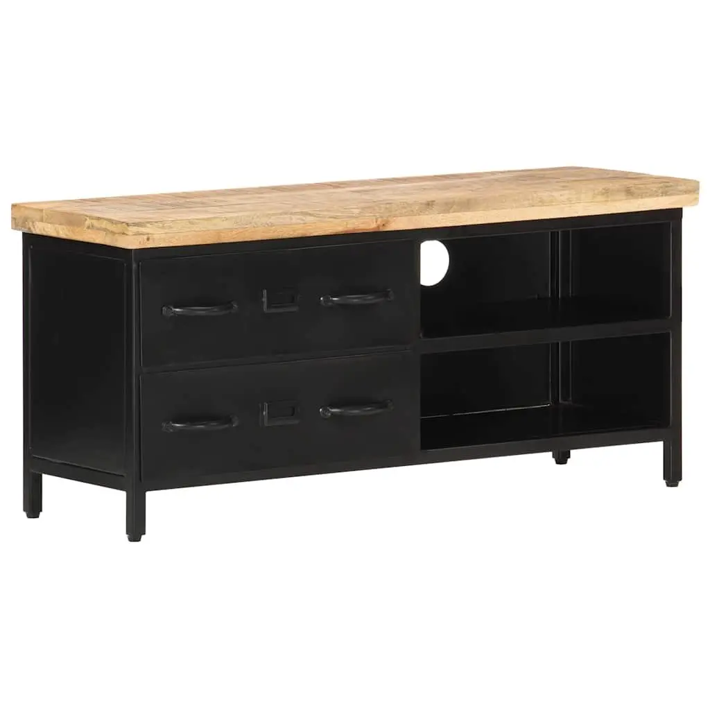Industrial-Style TV Cabinet in Solid Rough Mango Wood